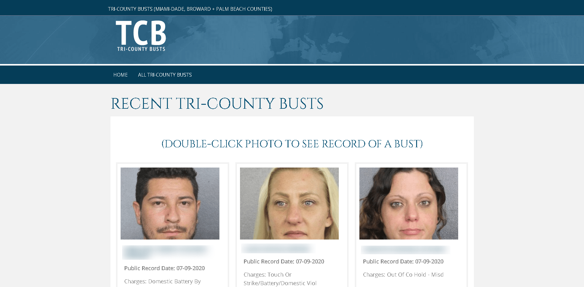 mugshots of people on tri-county busts.com