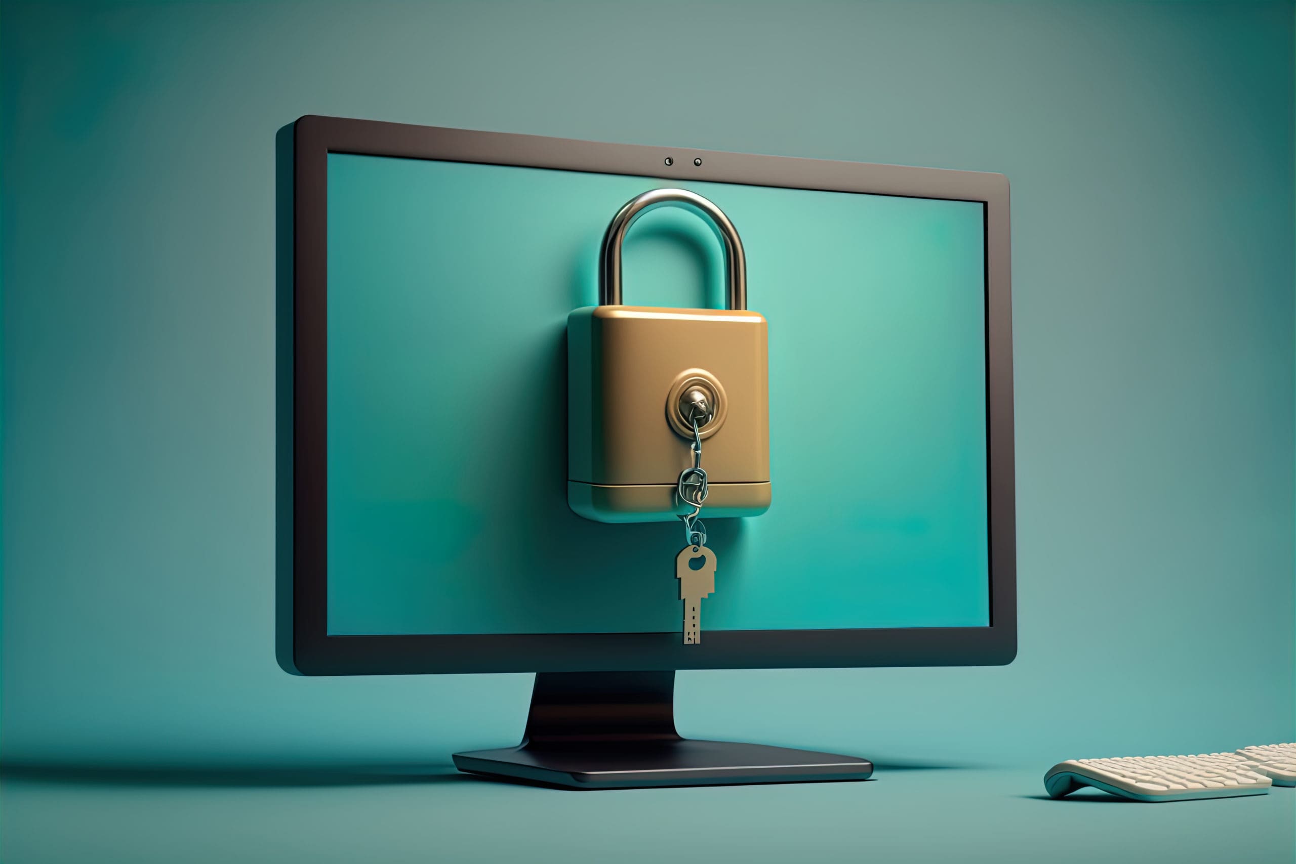 A computer screen with a padlock on it.