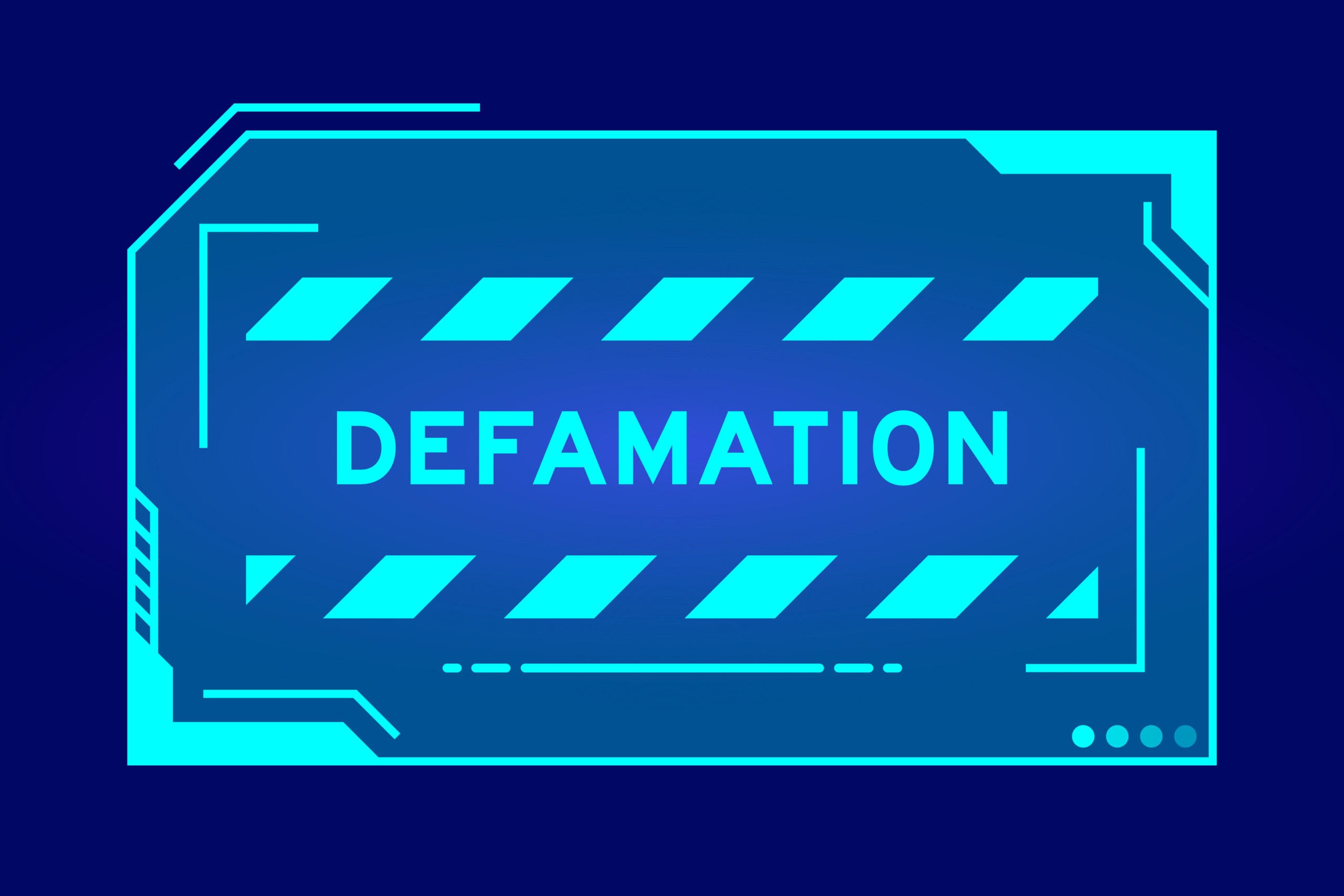 A defamation sign on a blue background.